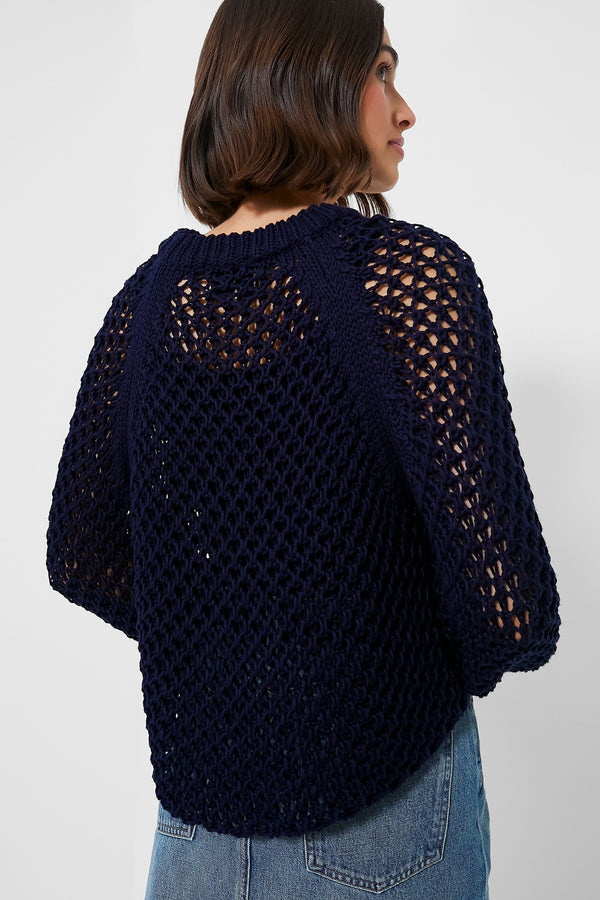 Navy Crochet Knit Jules Sweater