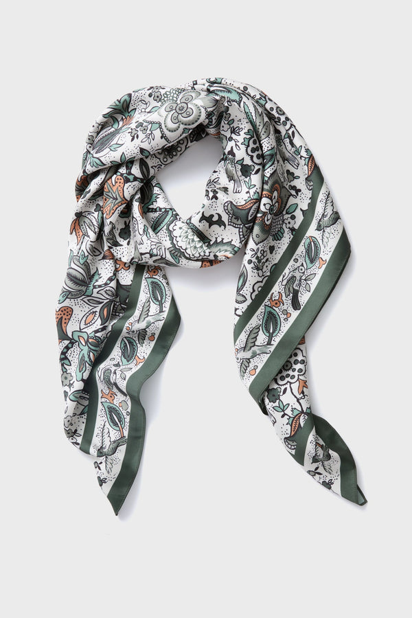 Olive Folk Floral Large Scarf