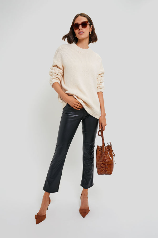 Cream Cable Knit Sleeve Clover Sweater