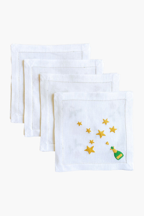 Champagne and Stars Cocktail Napkins Set of 4