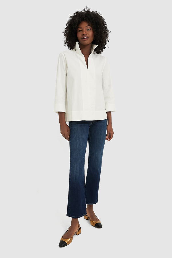 White Margot Stand Collar Blouse