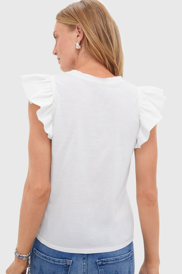 White Kaia Flutter Sleeve Tee
