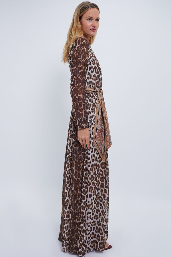 Chocolate Leopard Illustration Sheath Dress