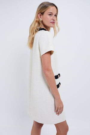 Cream Tweed Short Sleeve Jackie Dress