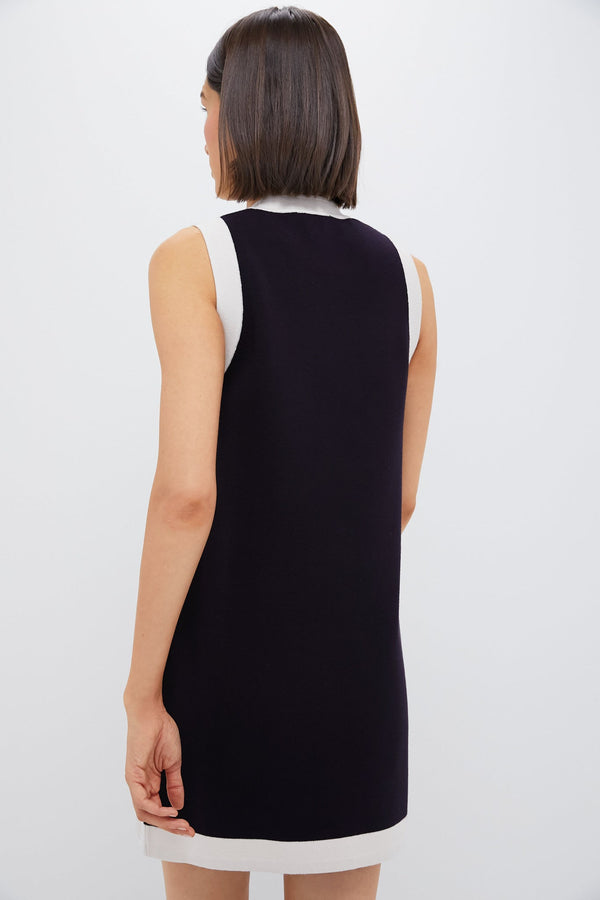 Navy and White Trim Knit Marie Dress
