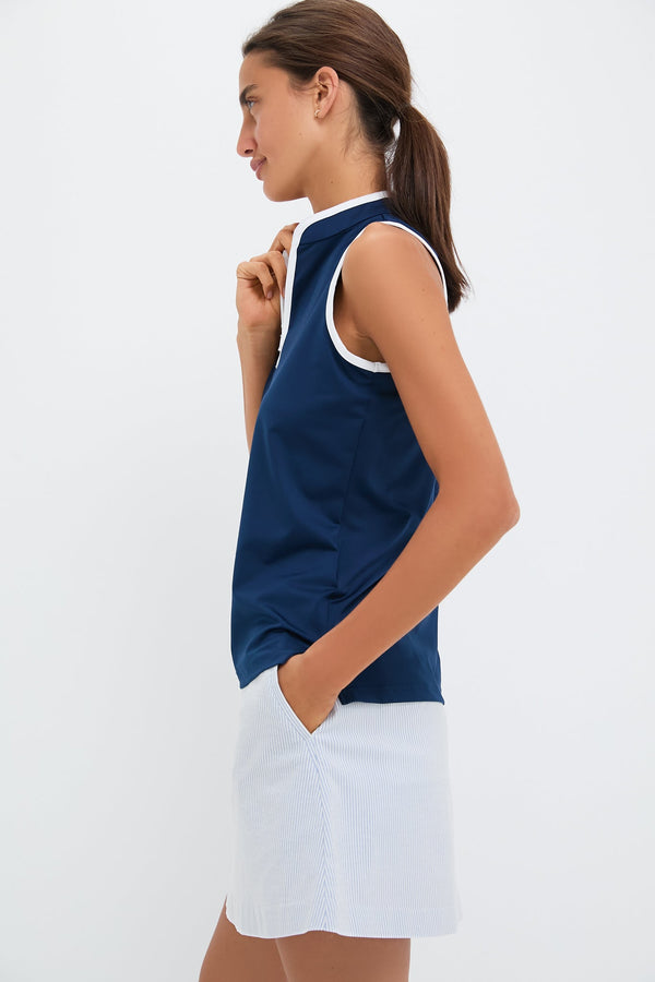 Navy Sleeveless Connors Mock Neck