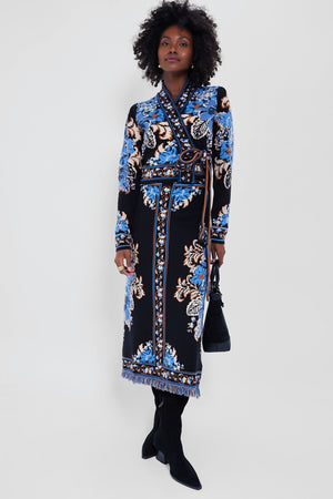Blossom Tapestry Knit Wrap Blouse