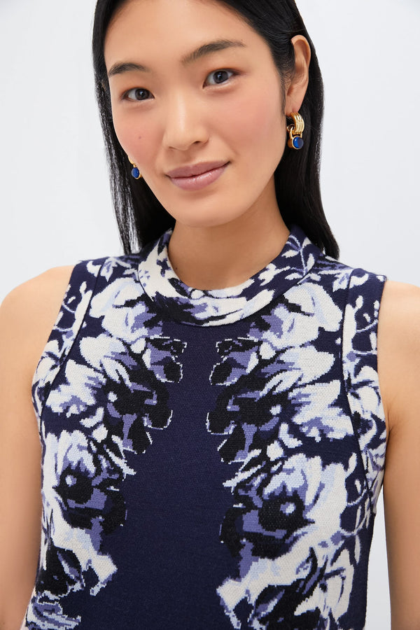 Indigo Reflection Knit Jacquard Marie Dress