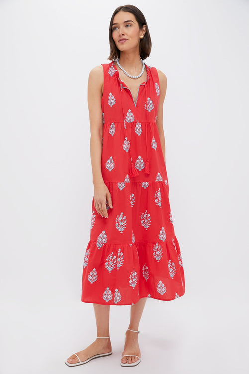 Scarlet Bouquet Blockprint Salty Paloma Caftan