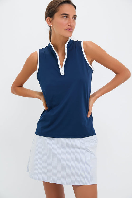 Navy Sleeveless Connors Mock Neck