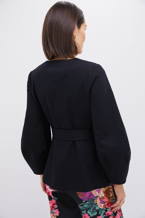 Black Long Sleeve Structured Rhoda Tunic Top