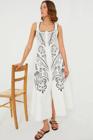 Off White Brown Denim Mila Dress