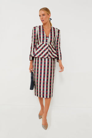 Bordeaux Check Jacquard Cynthia Skirt