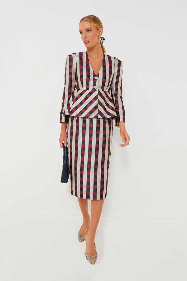 Bordeaux Check Jacquard Cynthia Skirt