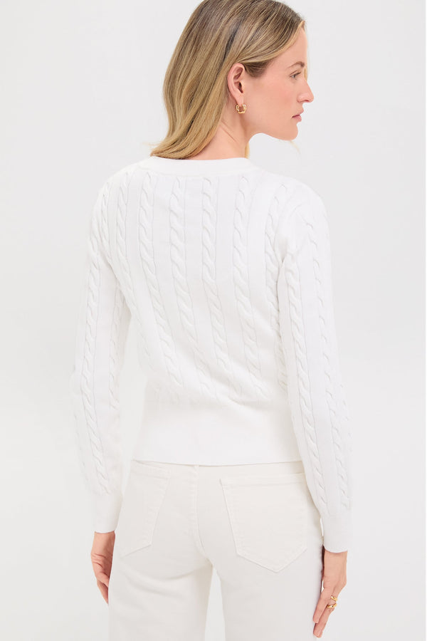 Ivory Cotton Cable Knit Kit Cardigan