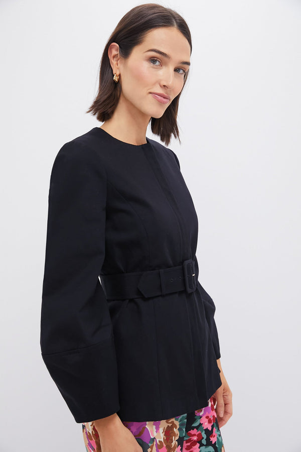 Black Long Sleeve Structured Rhoda Tunic Top