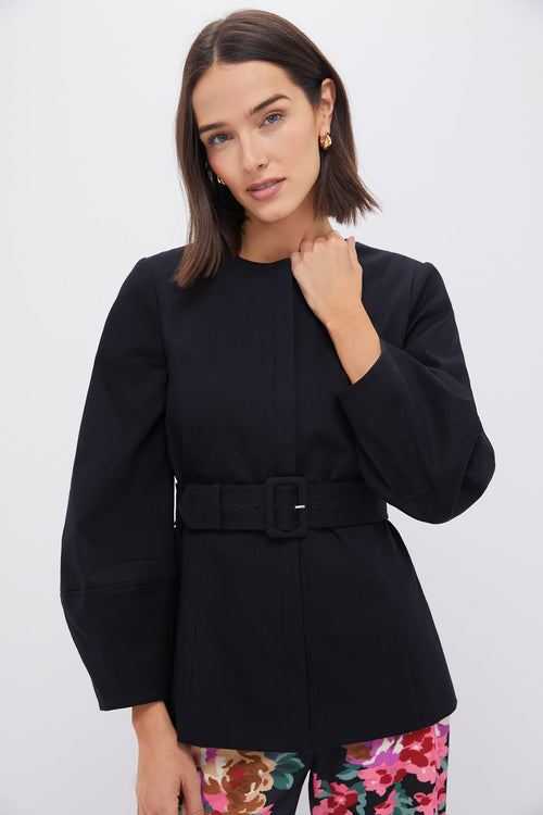 Black Long Sleeve Structured Rhoda Tunic Top