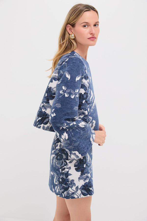 Indigo Reflection Knit Jacquard Maxine Top