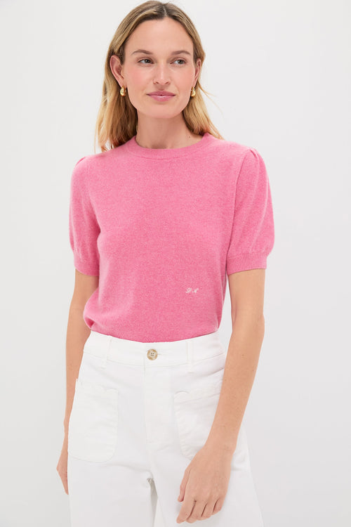 Pink Short Sleeve Cashmere Audrey Sweater