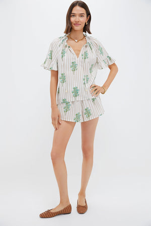Sand Striped Bouquet Cassis Top