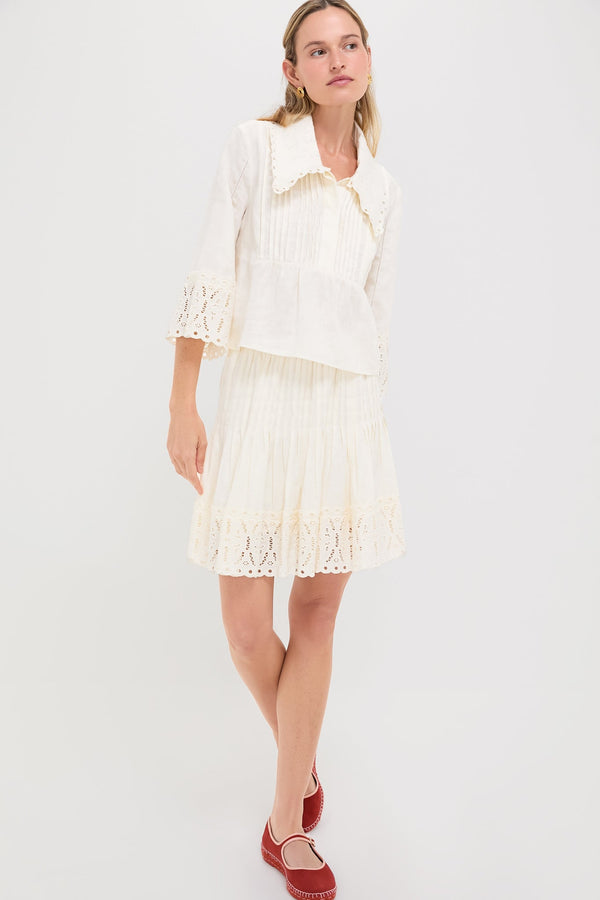 White Linen Eyelet Jones Blouse