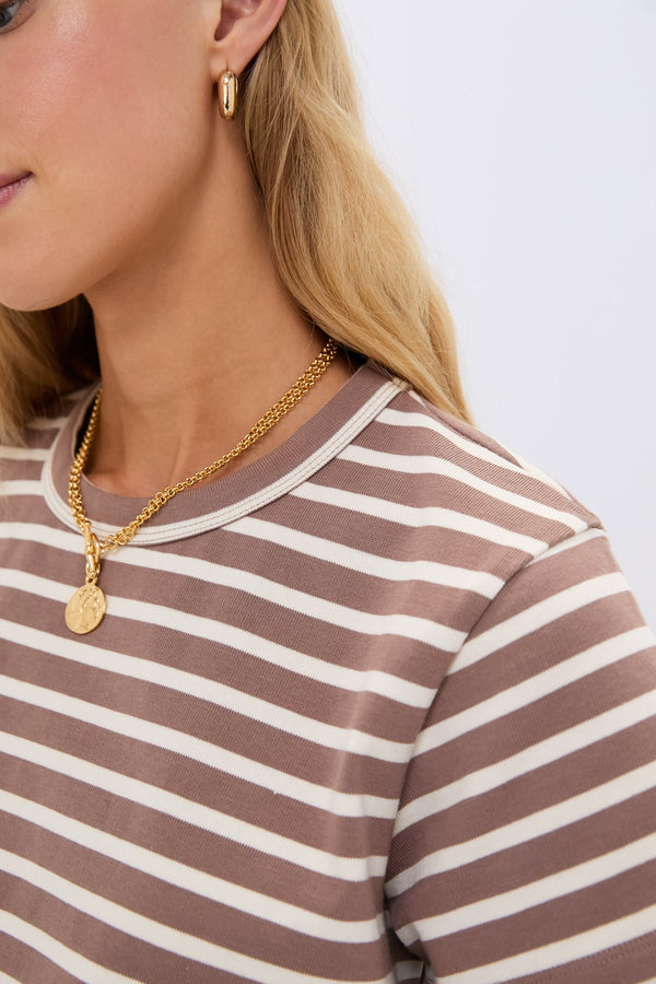 Mocha Stripe Parker Classic Tee