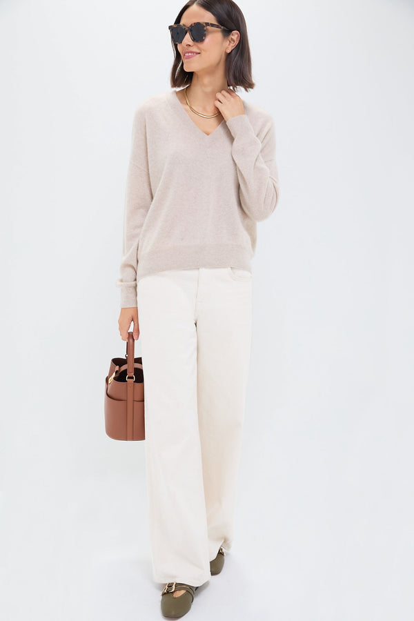Sandstone Cashmere Emma V-Neck Boyfriend Sweater