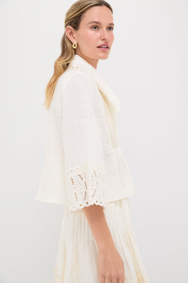 White Linen Eyelet Jones Blouse