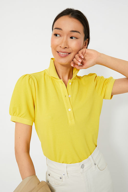 Yellow Pique Puff Sleeve Peggy Polo