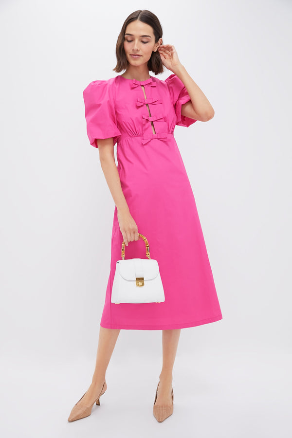 Bright Pink Bows Keelin Midi Dress
