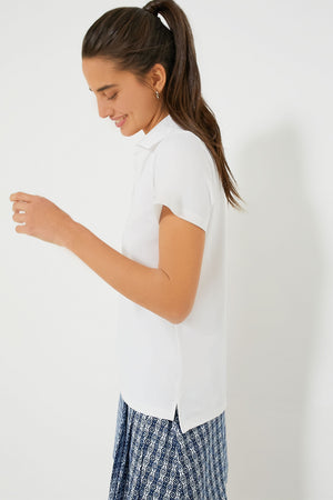 White Short Sleeve Caroline Polo