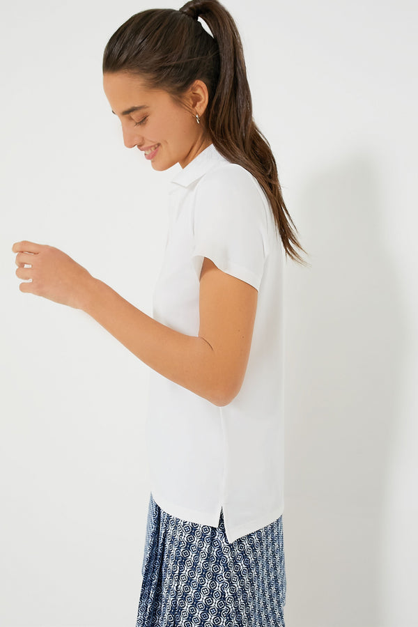 White Short Sleeve Caroline Polo