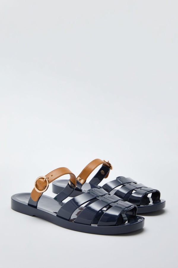Navy Riley Jelly Sandals