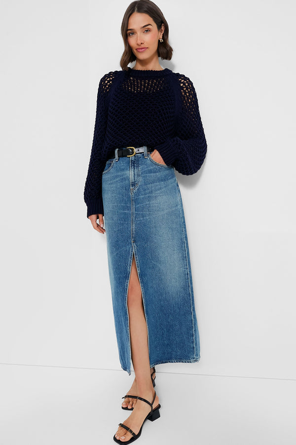 Navy Crochet Knit Jules Sweater