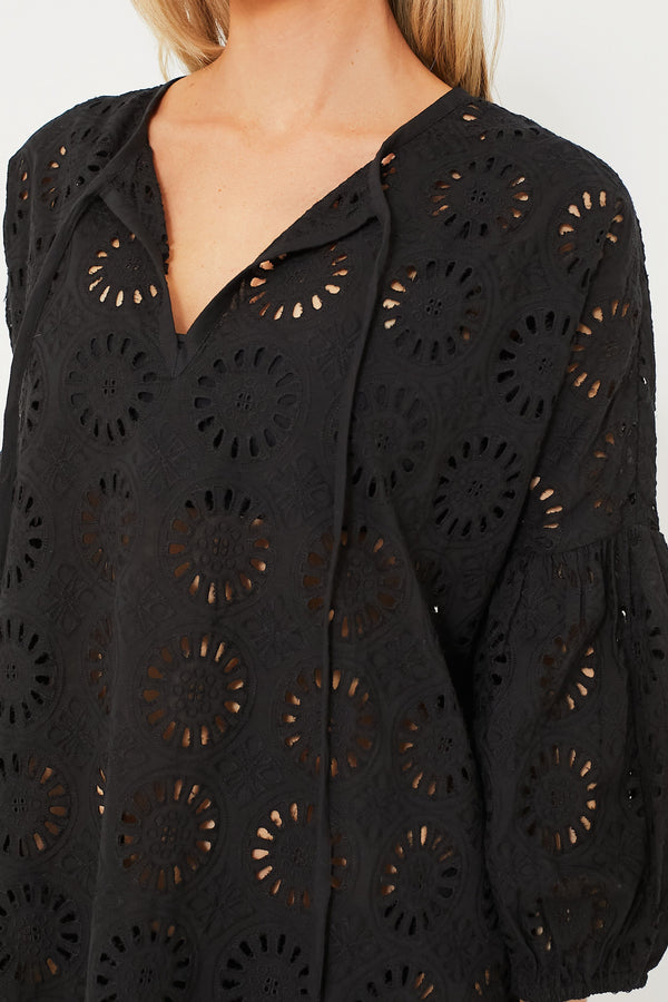 Noir Eyelet Cleo Mini Coverup
