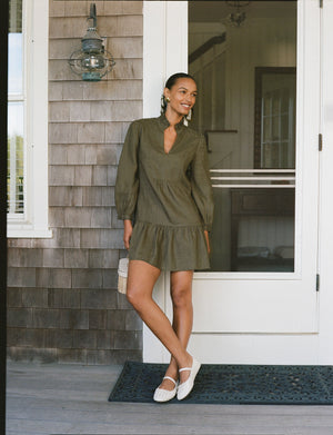 Olive Green Linen Palmerston Dress