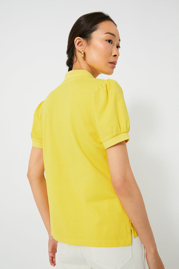 Yellow Pique Puff Sleeve Peggy Polo