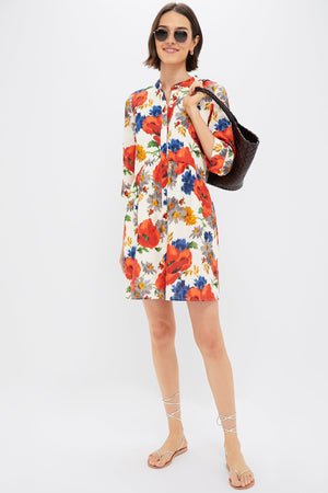 Crimson Poppy Cotton Linen Royal Shirt Dress