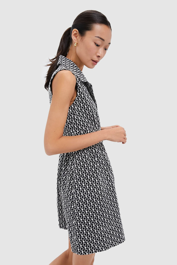 Black Eyelet Sleeveless Noelle Shirt Dress
