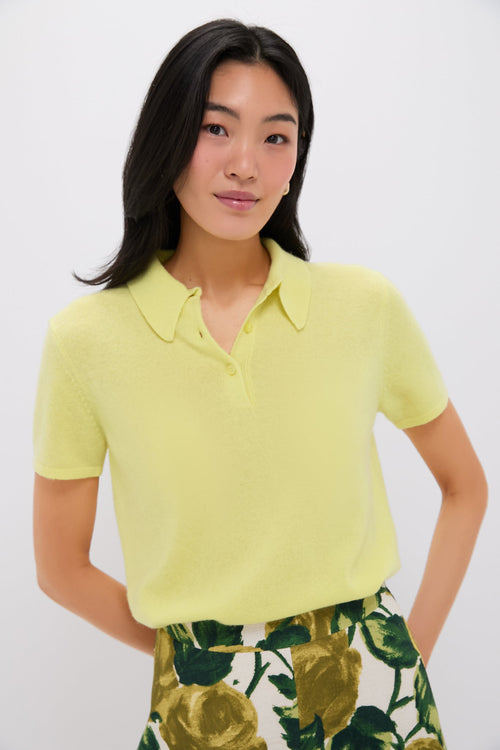 Citron Cashmere Short Sleeve Polo