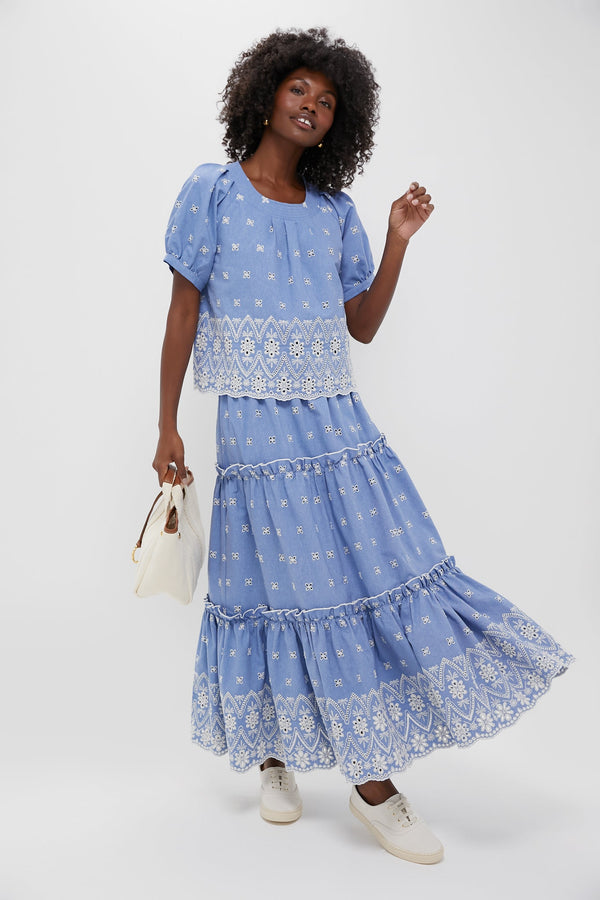 Chambray Embroidered Fontalina Blouse