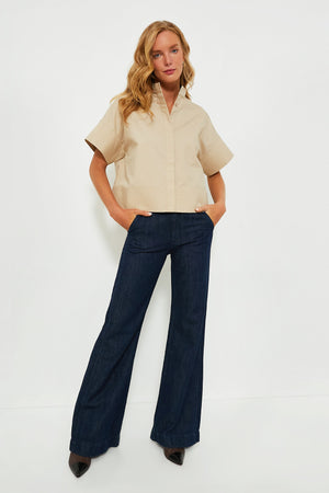 Tan Trapunto Stitch Sofia Shirt