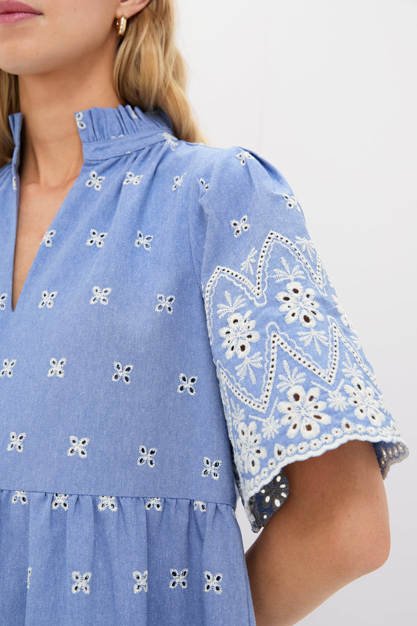 Chambray Embroidered Crawford Dress