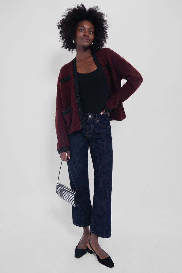 Oxblood Boucle Fallon Cardigan