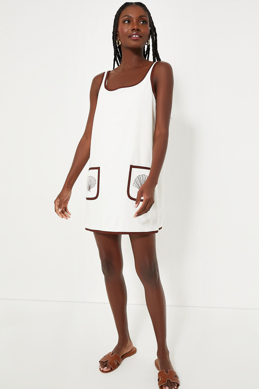 Blanc Shell Embroidered Mini Terrycloth Dress Coverup