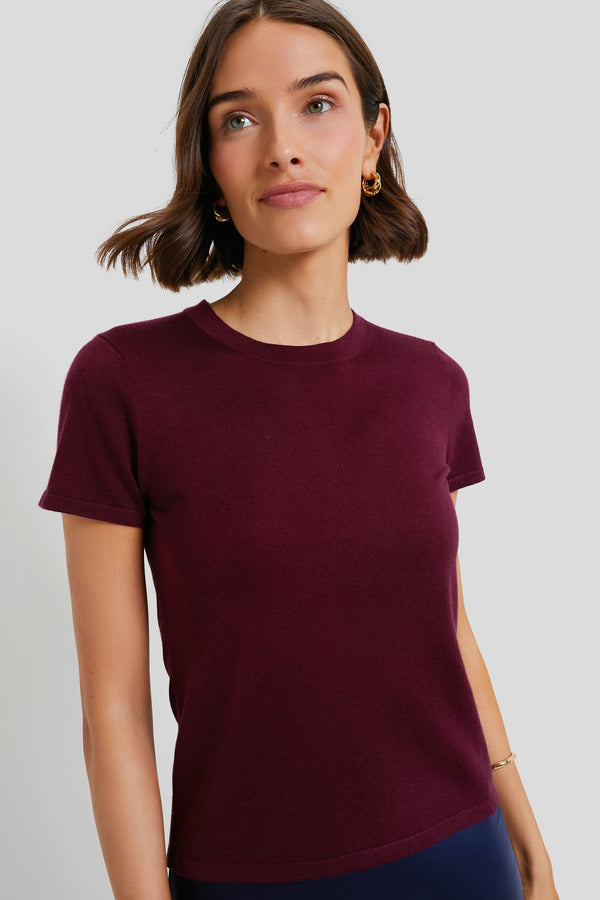 Oxblood Cashmere Silk Blend Katie Tee
