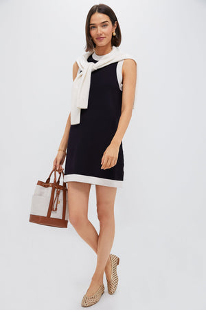 Navy and White Trim Knit Marie Dress