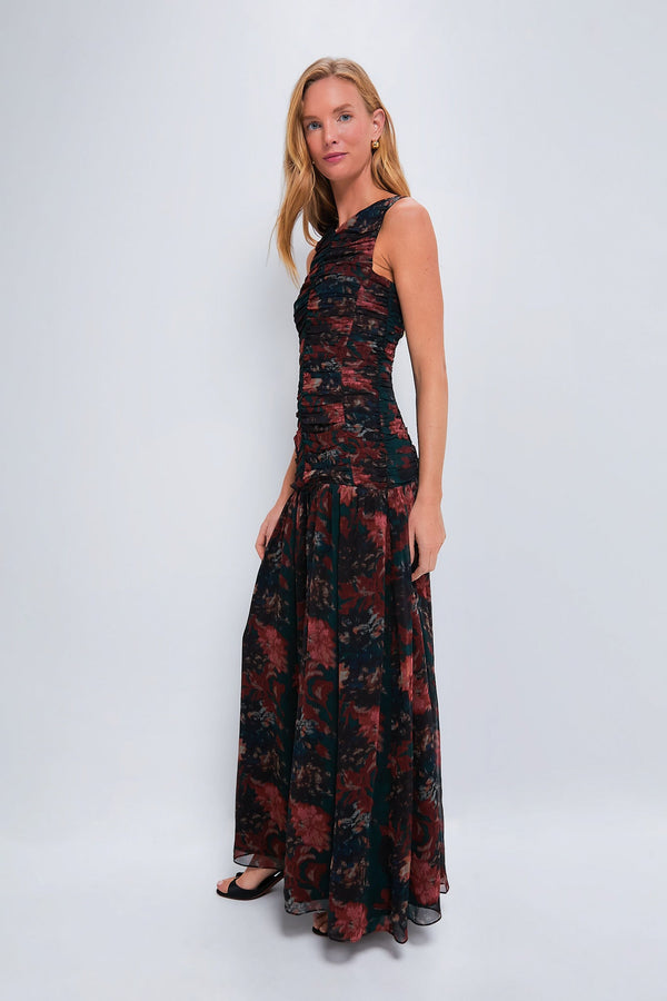Persimmon Floral Chiffon Eloise Dress