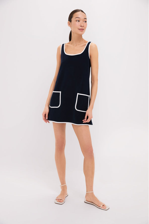 Navy Mini Terrycloth Dress Coverup