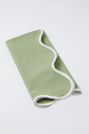 Sage and White Cotton Slub Scalloped Napkins Set of 4